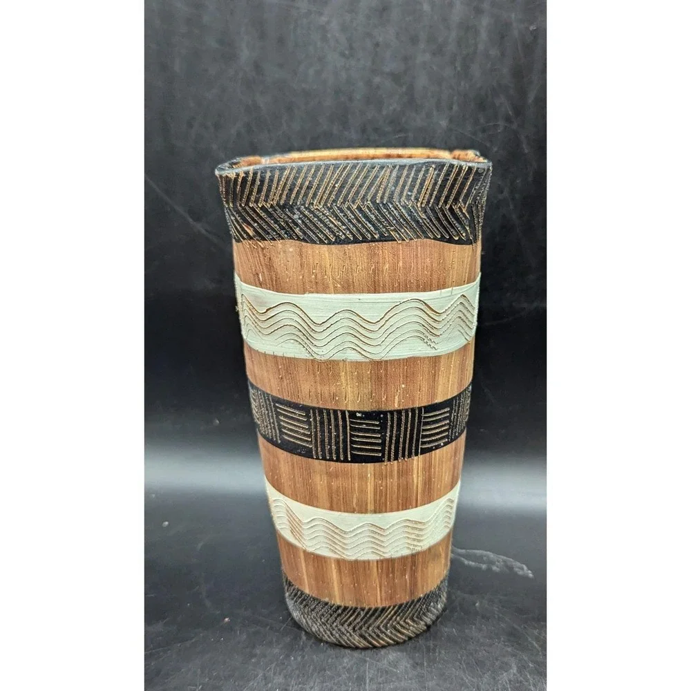 Vintage Redware Italian Pottery Ceramic Vase Mid Century Brown Decor 8.75